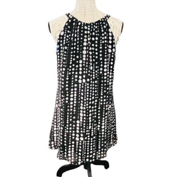 WHITE HOUSE BLACK MARKET Women Polyester Tank Top High Low Hem Polka Dot Lined S - Picture 6 of 11